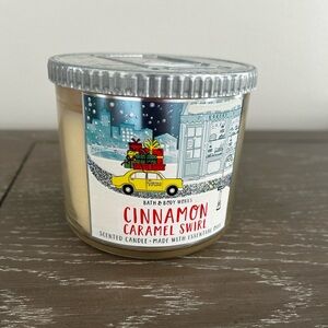 Bath & Body Works Cinnamon Caramel Swirl Candle - Silver Lid